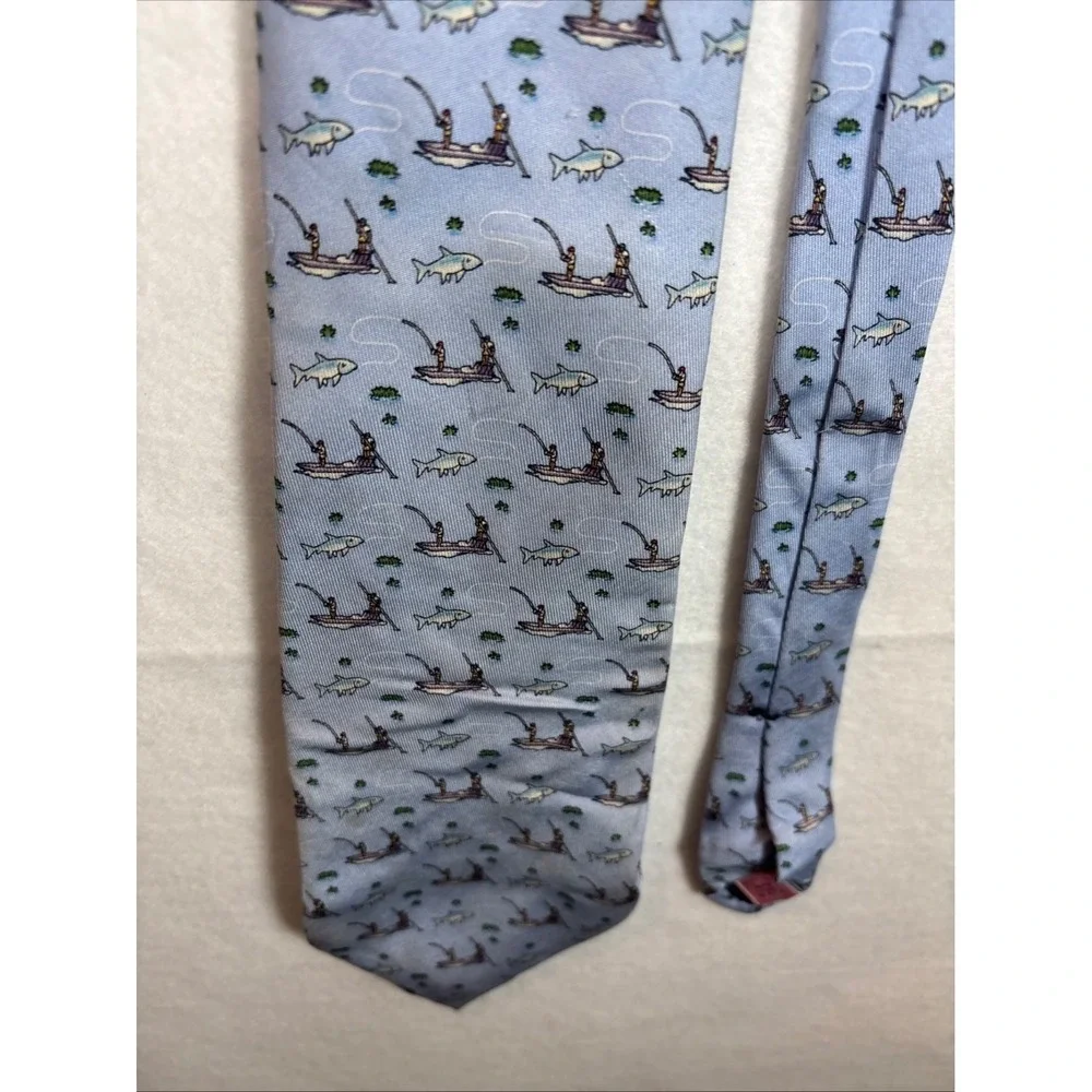 Vineyard Vines Fishing‎ Boat Silk Tie Mens OS Blue Excellent Nautical Novelty